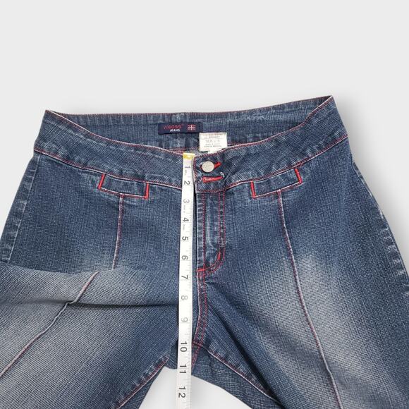 Vintage Y2K Vigoss Jeans Cropped Wide Leg Denim Sz 15/16 Red Stitching 90s 2000s - Picture 10 of 12